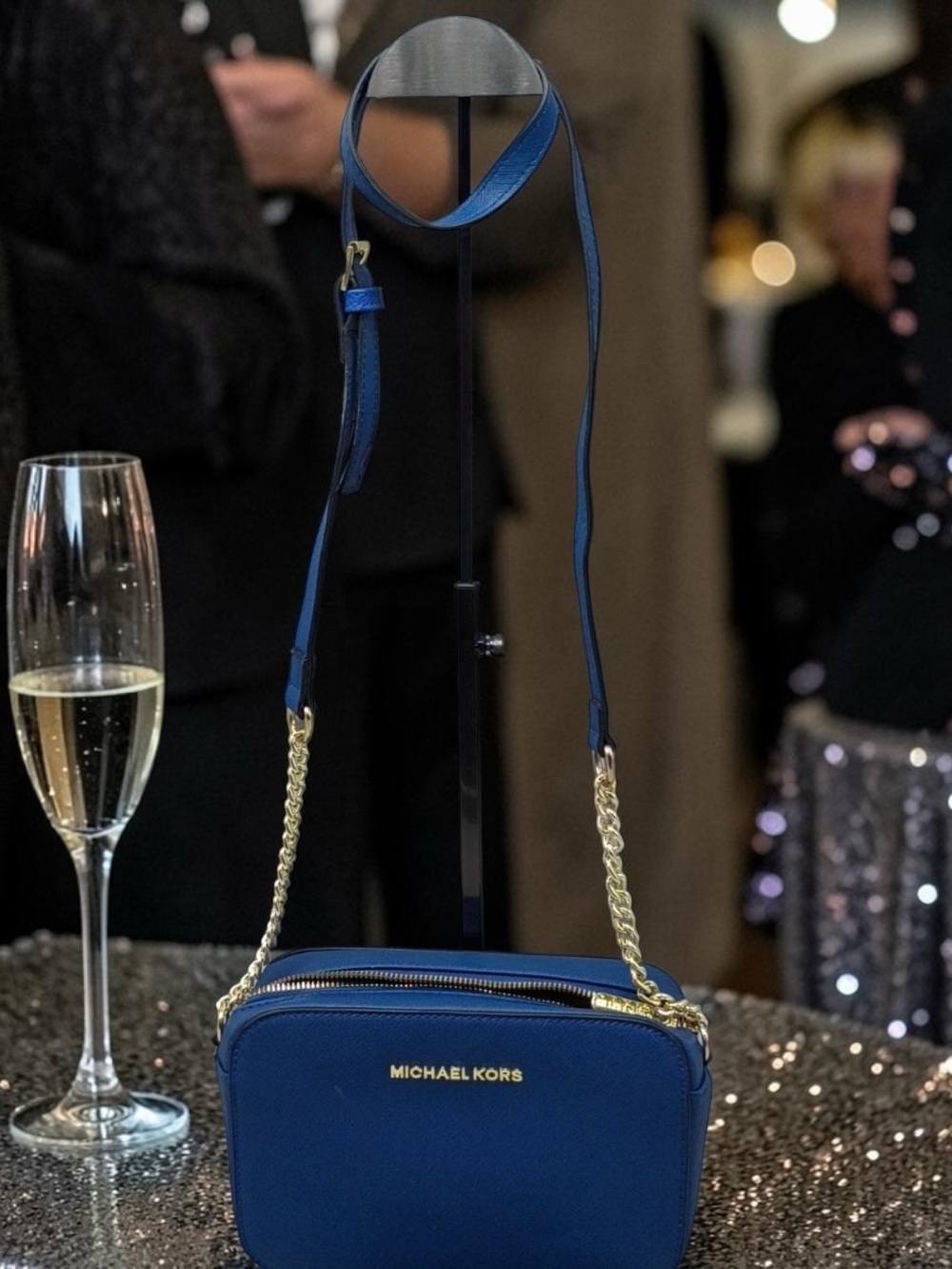 Michael Kors Jet Set Travel East West Crossbody Royal Blue Saffiano Leather